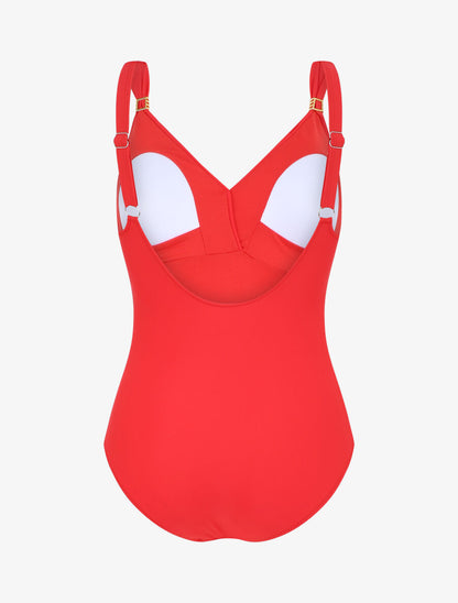 Maillot de bain une pièce à détail bijoux - Rouge - 3