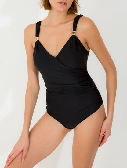 Maillot de bain une pièce à détail bijoux - Noir - 1