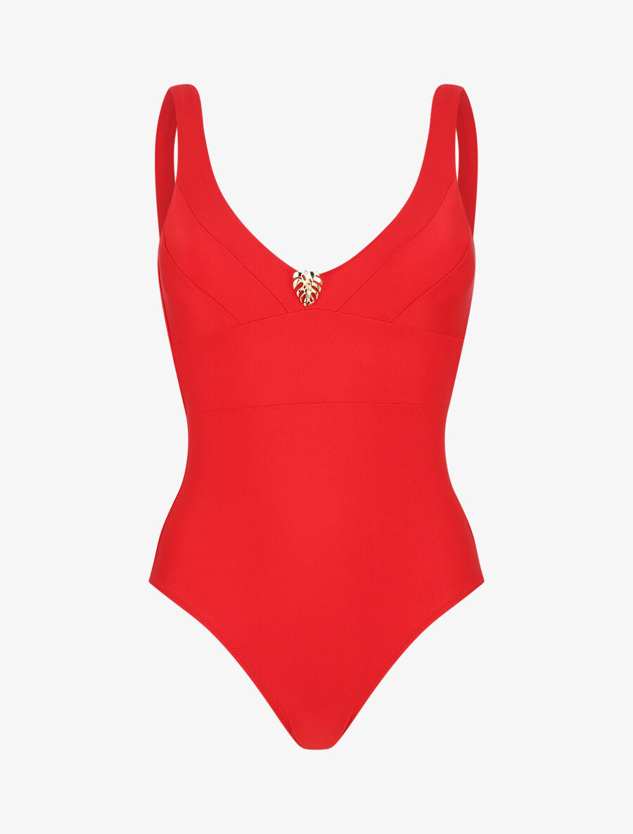 Maillot de bain 1 pièce uni - Rouge - 2