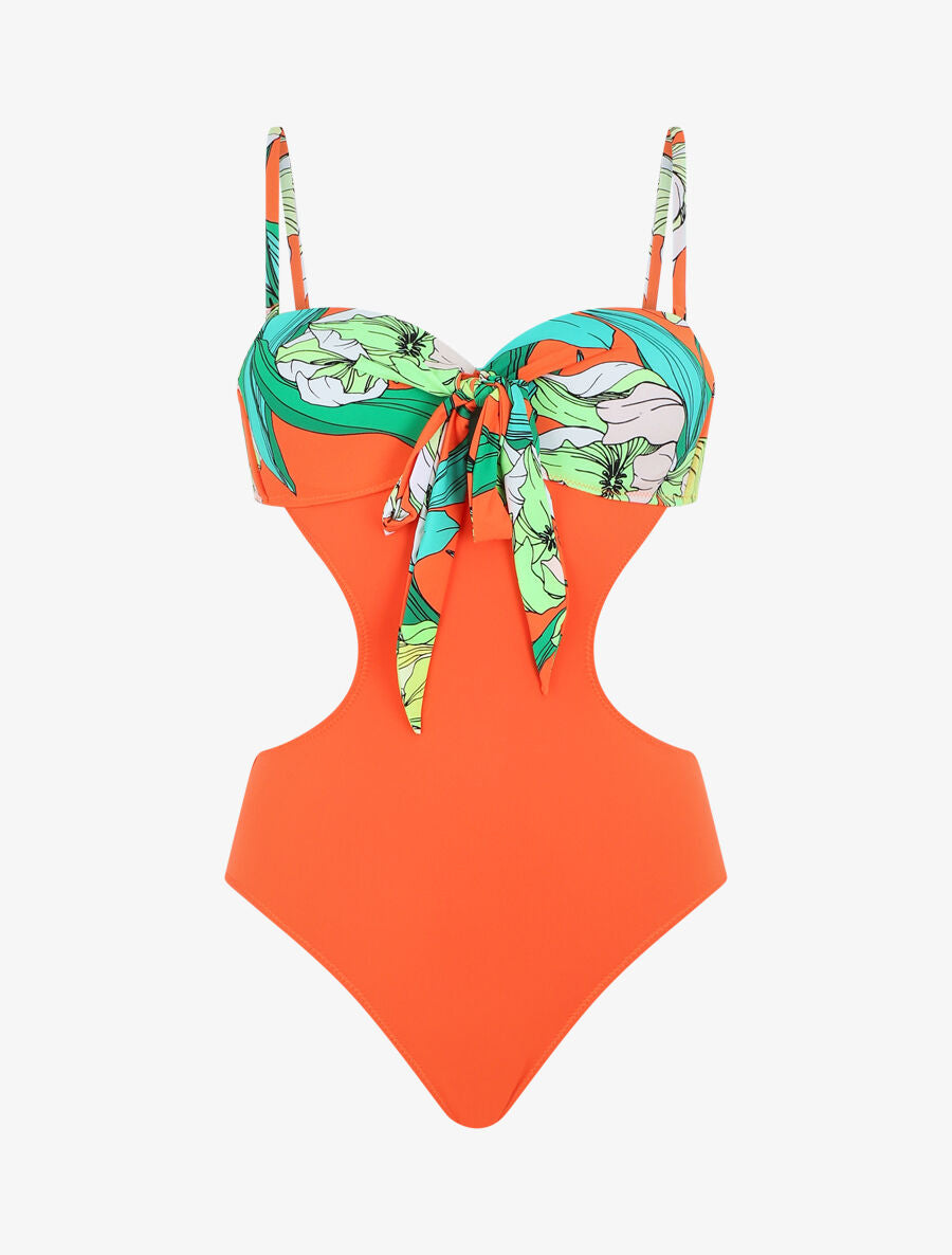Maillot de bain une pièce ajouré - Orange fluo - 4
