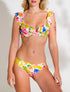 Bikini imprimé fleuri et volants - Blanc - 1