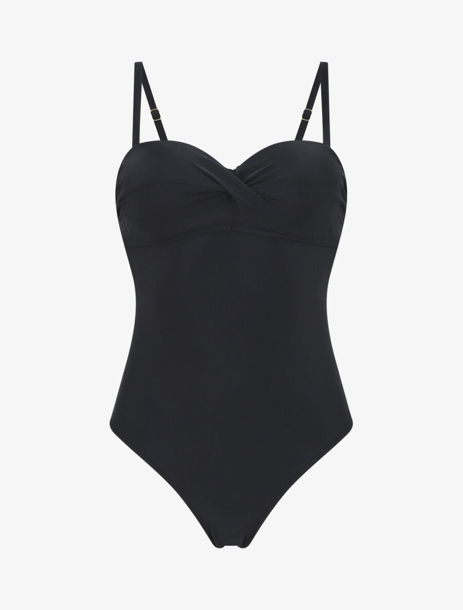 Maillot de bain une pièce uni - Noir - 3