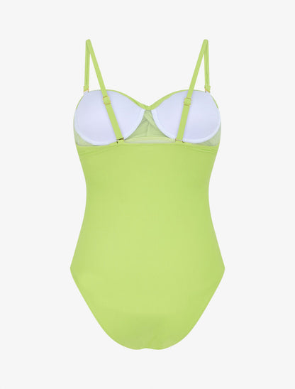 Maillot de bain une pièce uni - Vert anis - 4