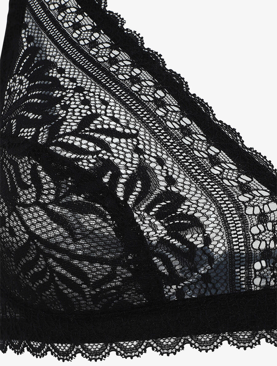 Ensemble en dentelle à motifs fleuri - Noir - 4