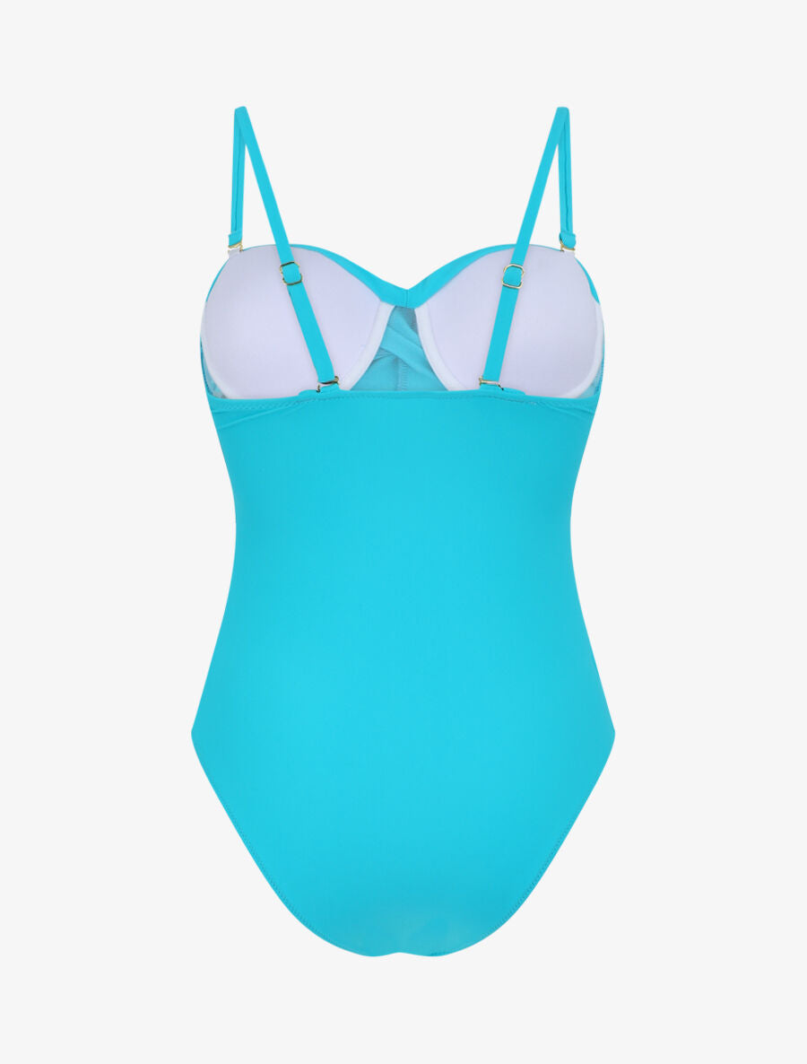 Maillot de bain une pièce uni - Turquoise - 4