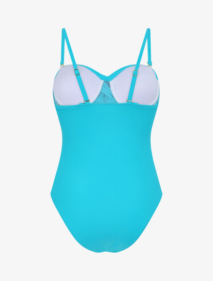 Maillot de bain une pièce uni - Turquoise - 4
