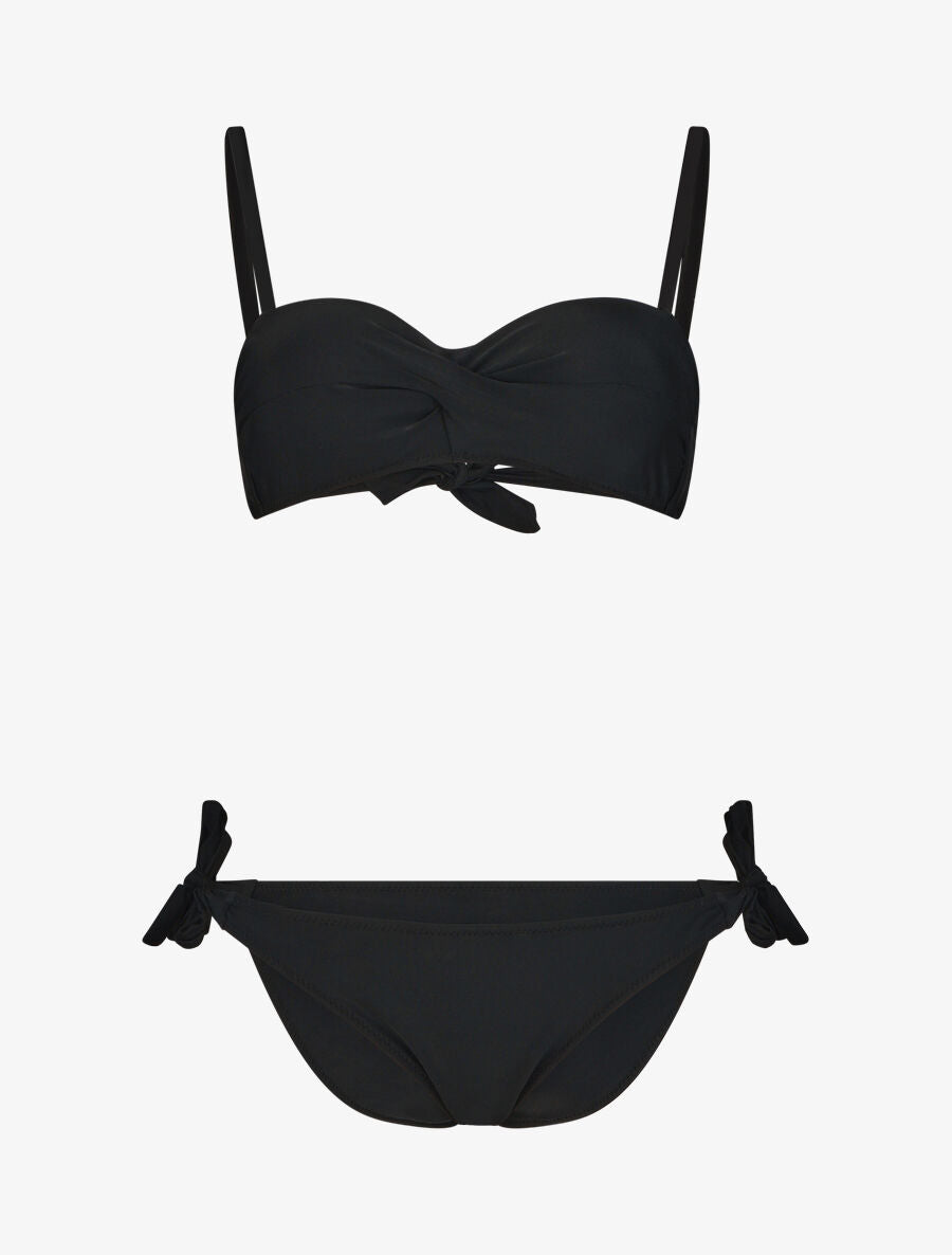 Bikini uni et noeuds - Noir - 3