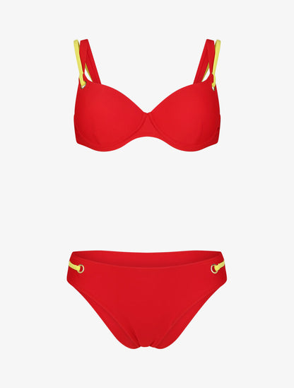 Bikini uni à double bretelles - Rouge - 1