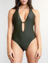 Maillot de bain 1 pièce décolleté - Kaki - 1