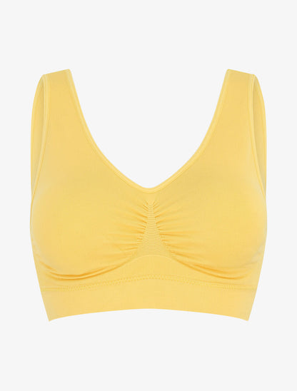 Brassière uni avec coussinets amovibles - Jaune - 1
