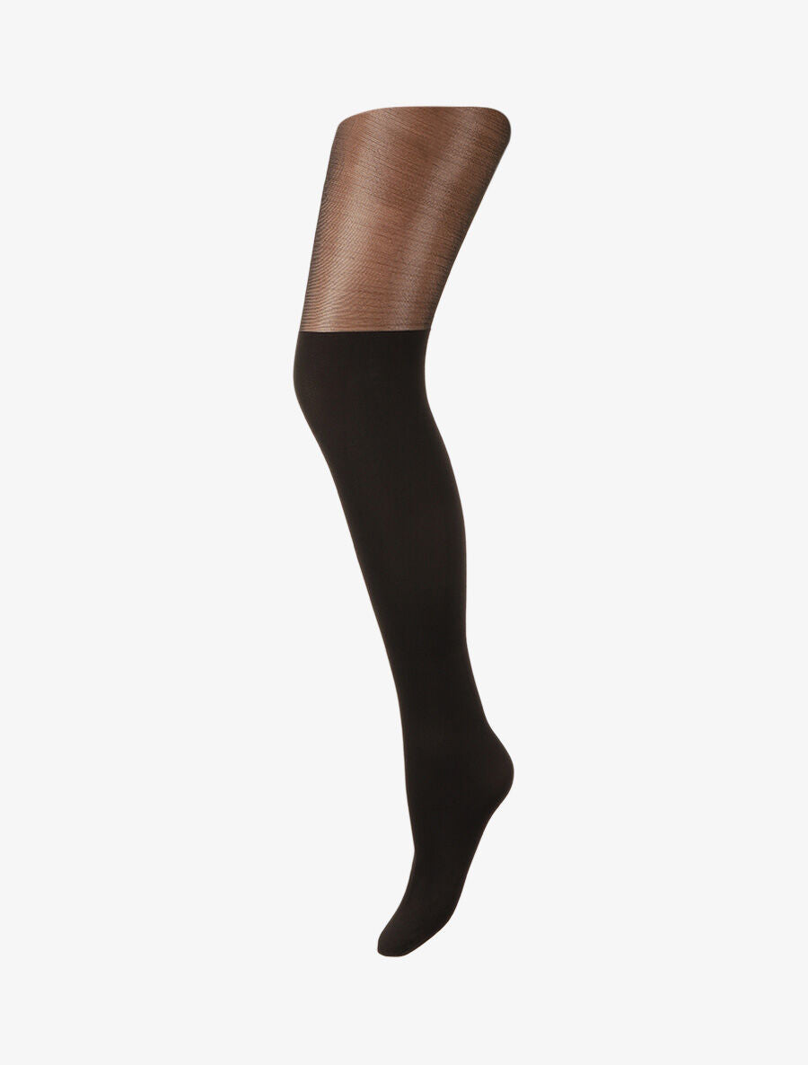 Collants en voile stylisé - Noir - 1