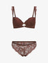 Ensemble soutien-gorge à détail bijou strassé - Marron - 1
