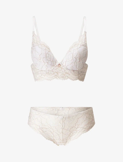 Completo intimo in pizzo iridescente - Bianco