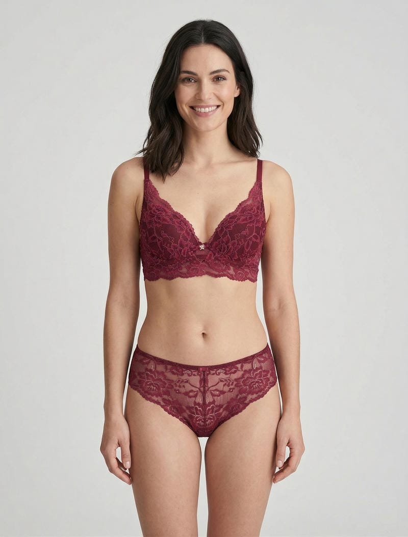 Completo intimo in pizzo iridescente - Prugna