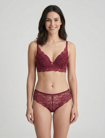 Completo intimo in pizzo iridescente - Prugna