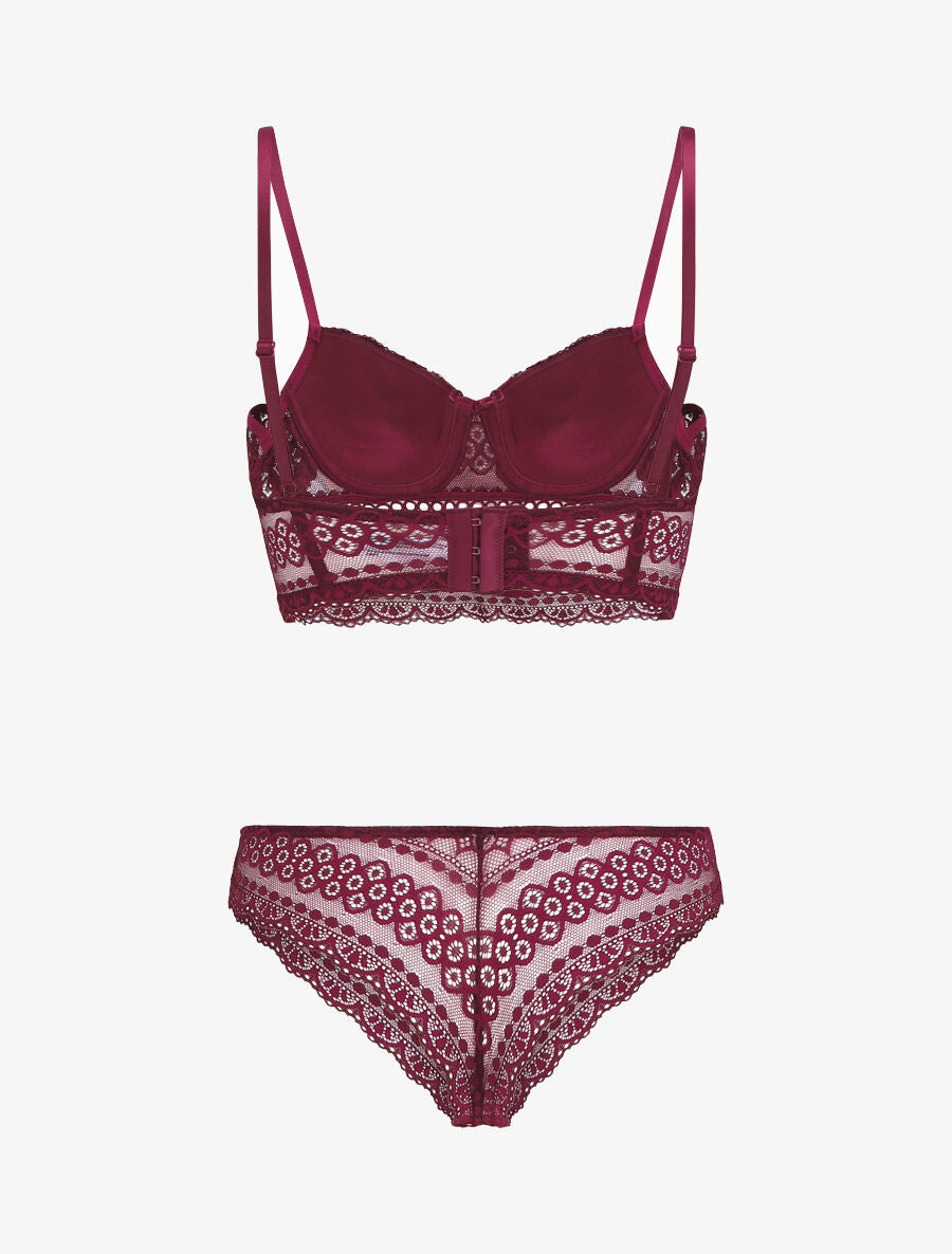 Ensemble lingerie en dentelle - Prune - 2