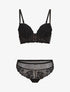 Ensemble soutien-gorge et tanga en dentelle - Noir - 1