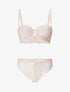 Ensemble soutien-gorge et tanga en dentelle florale - Rose pastel - 1