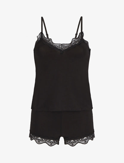 Ensemble caraco et short de pyjama - Noir - 1