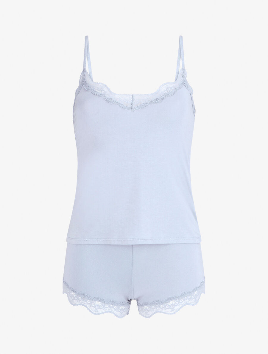 Ensemble caraco et short de pyjama - Bleu gris - 1