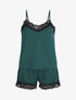 Ensemble caraco et short de pyjama satiné - Vert sapin - 3