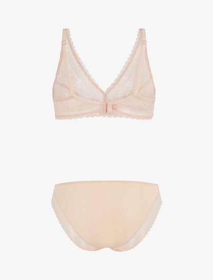 Ensemble en dentelle à motifs fleuri - Beige - 3