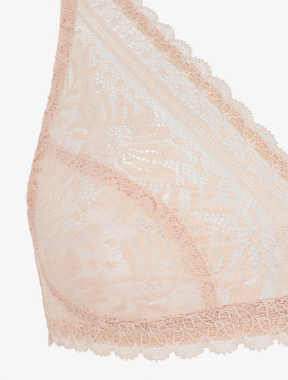 Ensemble en dentelle à motifs fleuri - Beige - 4