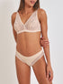 Ensemble en dentelle à motifs fleuri - Beige - 1