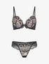 Ensemble soutien-gorge et string en dentelle fantaisie - Noir - 1