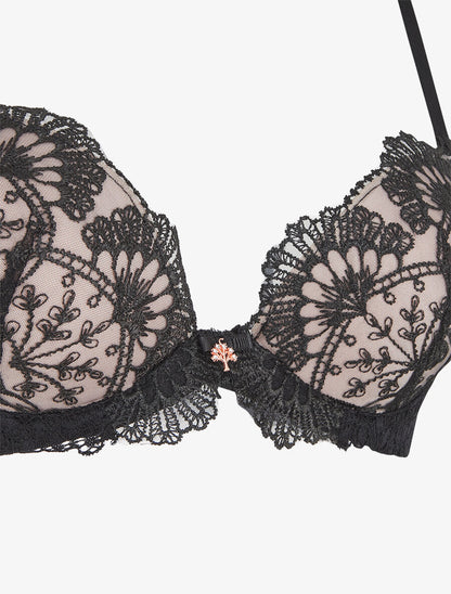Ensemble soutien-gorge et string en dentelle fantaisie - Noir - 3