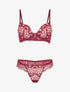 Ensemble soutien-gorge et string en dentelle fantaisie - Bordeaux - 4