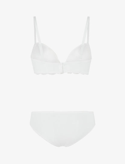 Ensemble soutien-gorge et culotte motif fleurs brodées - Blanc - 2