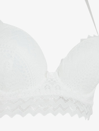 Ensemble soutien-gorge push-up et tanga en dentelle - Blanc - 3