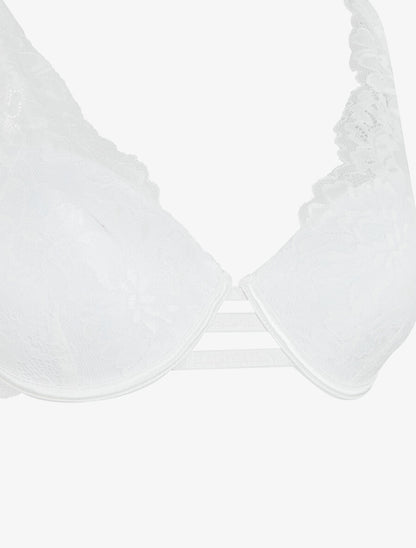 Ensemble soutien-gorge push-up et culotte en dentelle fleurie - Blanc - 3