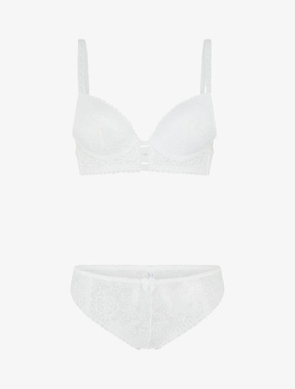 Ensemble soutien-gorge et culotte en dentelle - Blanc - 1