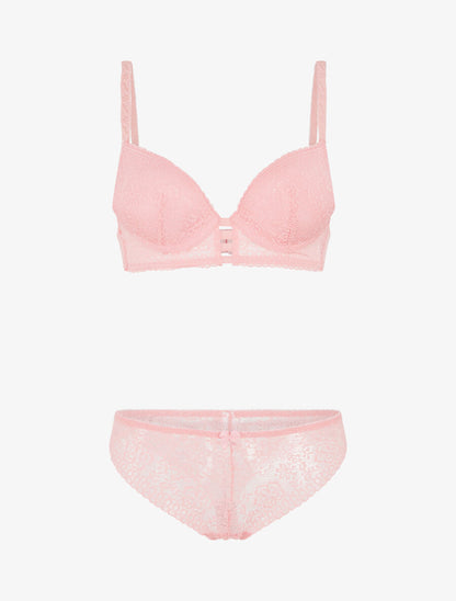 Ensemble soutien-gorge et culotte en dentelle - Rose - 4