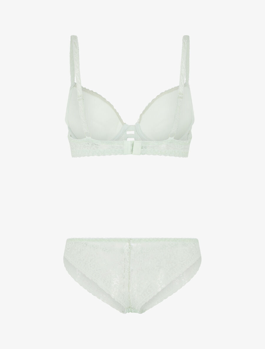 Ensemble soutien-gorge et culotte en dentelle - Vert pastel - 2