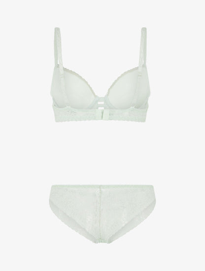Ensemble soutien-gorge et culotte en dentelle - Vert pastel - 2