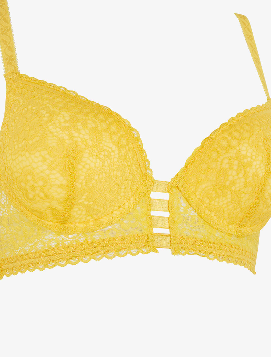 Ensemble soutien-gorge et culotte en dentelle - Jaune - 3