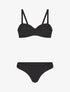 Bikini à balconnet et tanga uni - Noir - 4