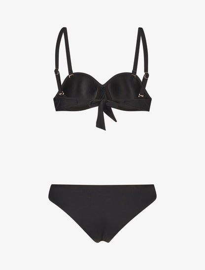Bikini à balconnet et tanga uni - Noir - 2