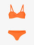 Bikini à balconnet et tanga uni - Orange fluo - 1