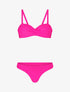 Bikini à balconnet et tanga uni - Rose fluo - 1
