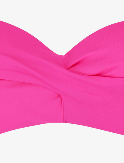 Bikini à balconnet et tanga uni - Rose fluo - 3