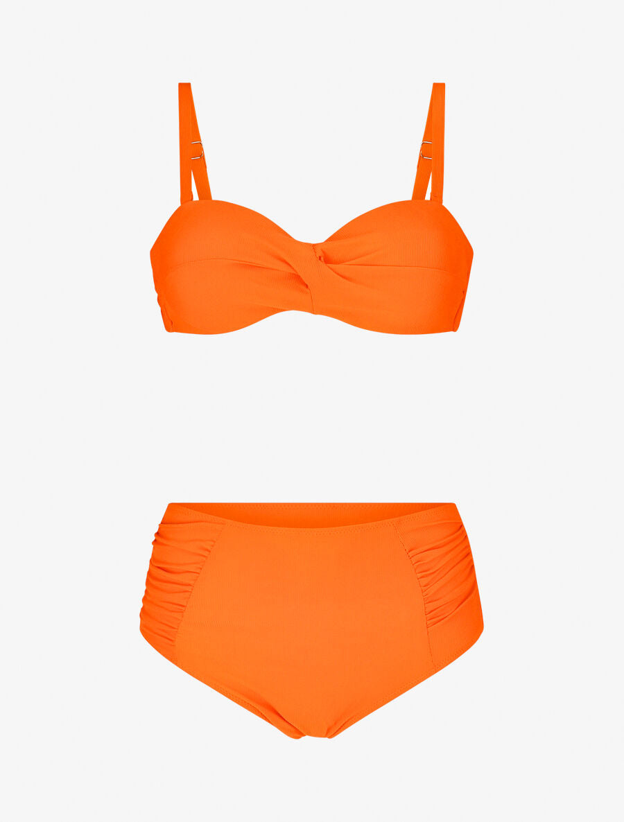 Maillot de bain 2 pièces taille haute - Orange fluo - 1