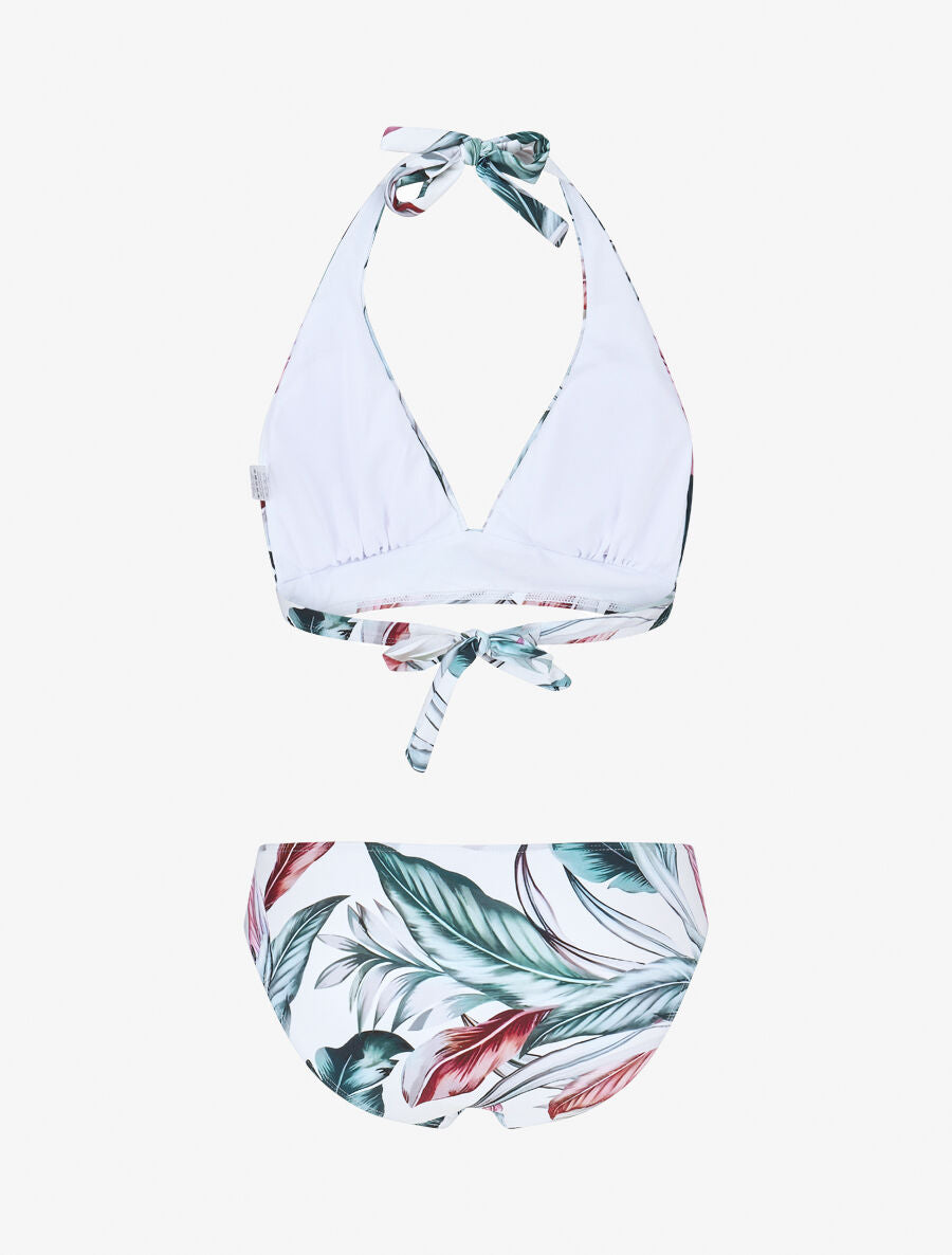 Maillot de bain 2 pièces triangle imprimé tropique - Blanc - 2