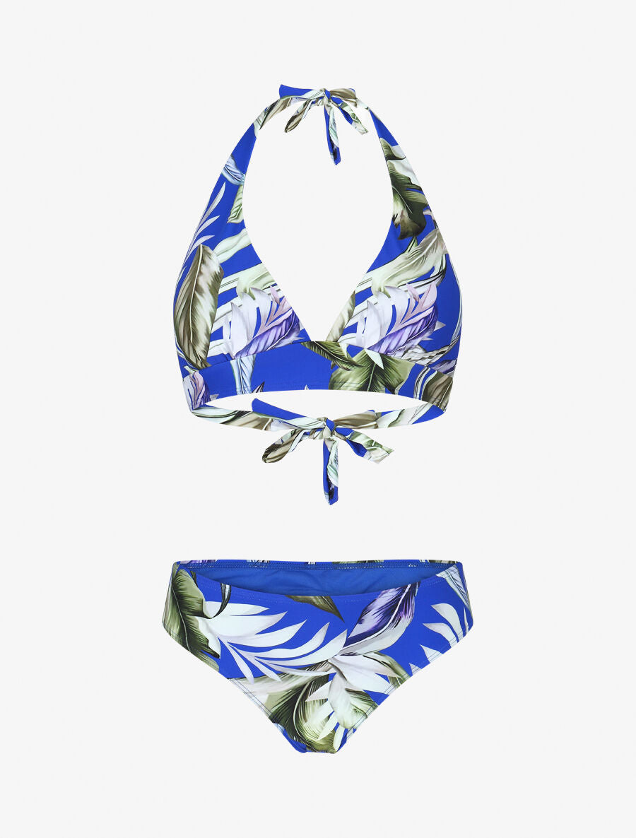 Maillot de bain 2 pièces triangle imprimé tropique - Bleu électrique - 4