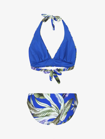 Maillot de bain 2 pièces triangle imprimé tropique - Bleu électrique - 2