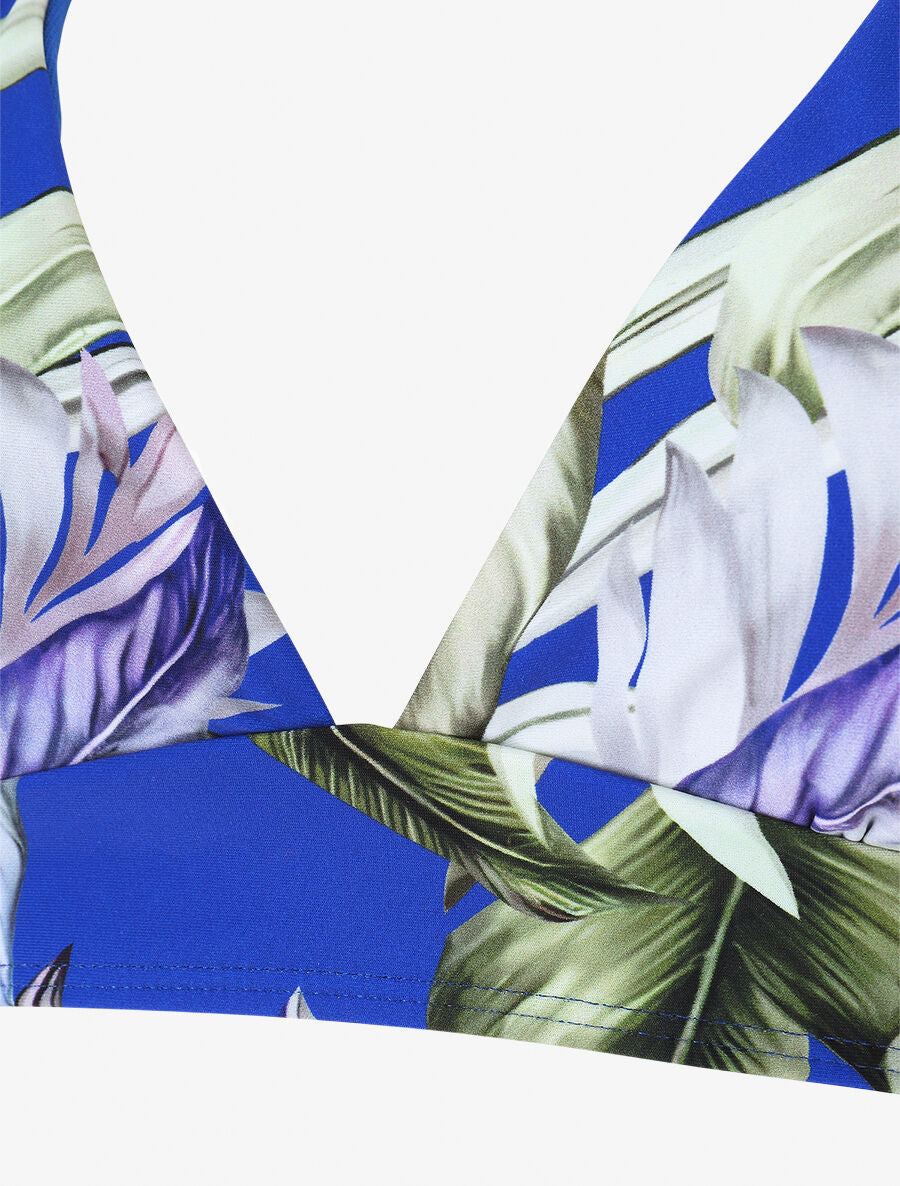 Maillot de bain 2 pièces triangle imprimé tropique - Bleu électrique - 3