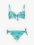 Maillot de bain 2 pièces à noeud imprimé floral - Vert d&